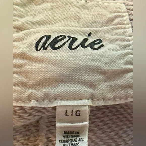 Aerie Light Tan Textured Long Cropped Sweatshirt - Picture 7 of 7